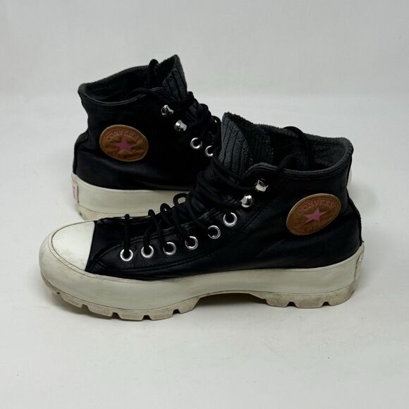 Converse All Star Chuck GoreTex Lugged Soles High Shoes Womens 9.5 Black Leather - Picture 4 of 16